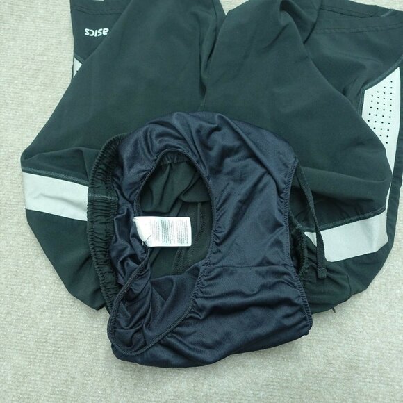 Asics Shorts Women's Large Lining Elastic Waist Black Polyester Running Jogging - Picture 7 of 7